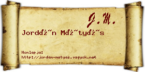 Jordán Mátyás névjegykártya